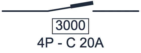 Symbool Automaat 4-polig in een eendraadschema