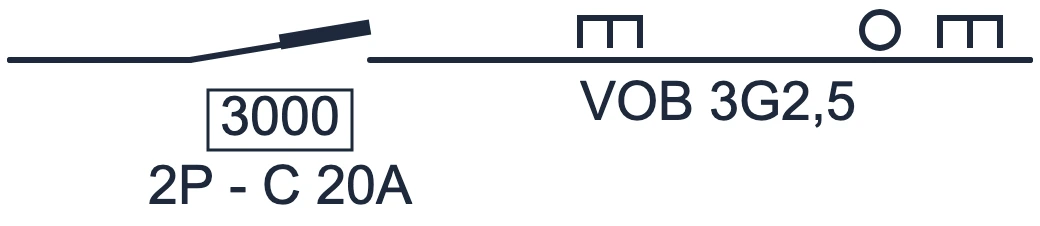 Symbool Automaat met VOB-leiding in een eendraadschema