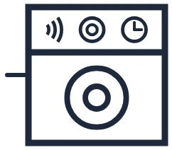 Symbool Domotica drukknop sturing in een eendraadschema
