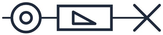 Symbool Drukknop + dimmer + lichtpunt in een eendraadschema