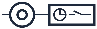 Symbool Drukknop met tijdschakelaar in een eendraadschema