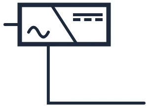 Symbool Hybride omvormer in een eendraadschema