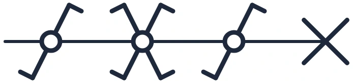 Symbool Kruisschakeling met lichtpunt in een eendraadschema