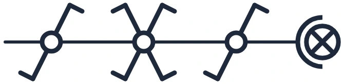 Symbool Kruisschakeling met spot in een eendraadschema