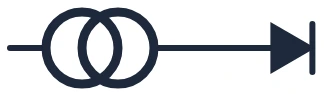 Symbool LED met transformator in een eendraadschema