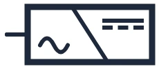 Symbool Omvormer AC/DC in een eendraadschema