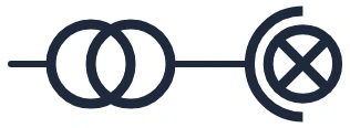 Symbool Spot met transformator in een eendraadschema