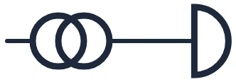 Symbool Transformator met deurbel in een eendraadschema