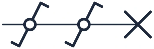 Symbool Wisselschakeling met lichtpunt in een eendraadschema